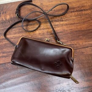 Patricia Nash Missoula Kisslock Frame wallet Brown Leather Crossbody Clutch